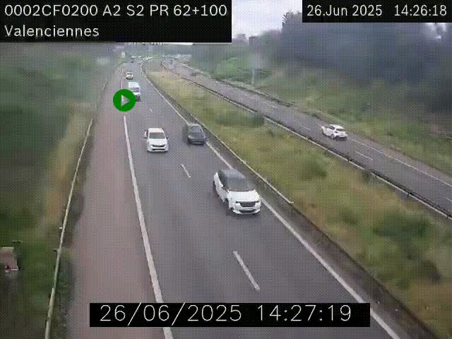 <h2>Webcam autoroute A2 à Valenciennes. Vue orientée vers Maubeuge et Mons (Belgique)</h2>