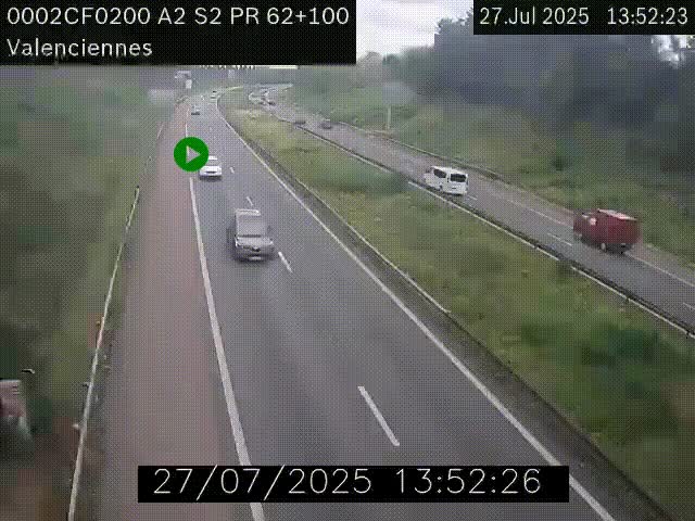 <h2>Webcam autoroute A2 à Valenciennes. Vue orientée vers Maubeuge et Mons (Belgique)</h2>