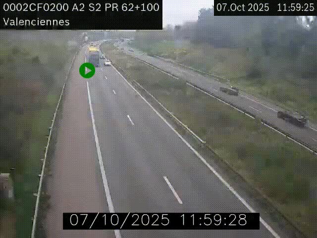 <h2>Webcam autoroute A2 à Valenciennes. Vue orientée vers Maubeuge et Mons (Belgique)</h2>