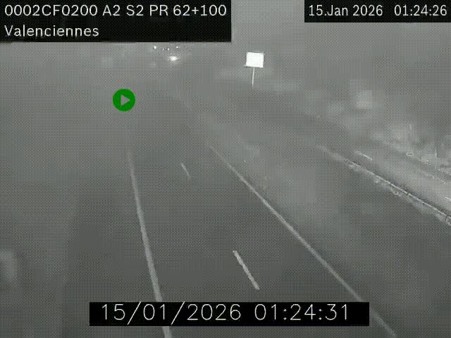 <h2>Webcam autoroute A2 à Valenciennes. Vue orientée vers Maubeuge et Mons (Belgique)</h2>