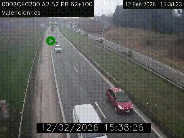 <h2>Webcam autoroute A2 à Valenciennes. Vue orientée vers Maubeuge et Mons (Belgique)</h2>