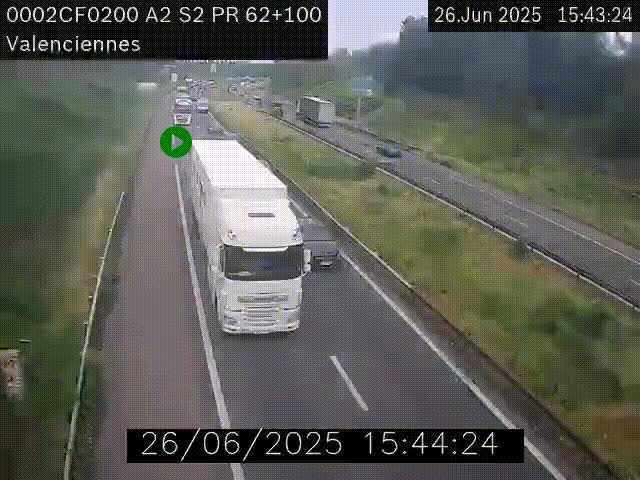<h2>Webcam autoroute A2 à Valenciennes. Vue orientée vers Maubeuge et Mons (Belgique)</h2>