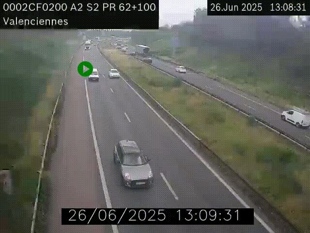 <h2>Webcam autoroute A2 à Valenciennes. Vue orientée vers Maubeuge et Mons (Belgique)</h2>