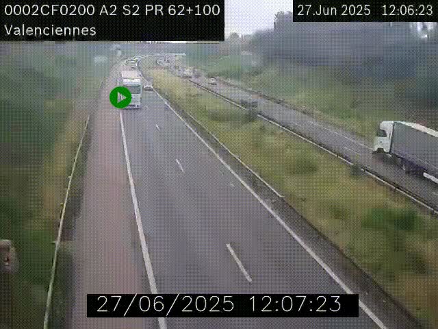 <h2>Webcam autoroute A2 à Valenciennes. Vue orientée vers Maubeuge et Mons (Belgique)</h2>