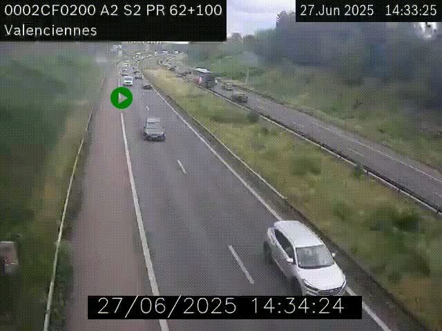 <h2>Webcam autoroute A2 à Valenciennes. Vue orientée vers Maubeuge et Mons (Belgique)</h2>