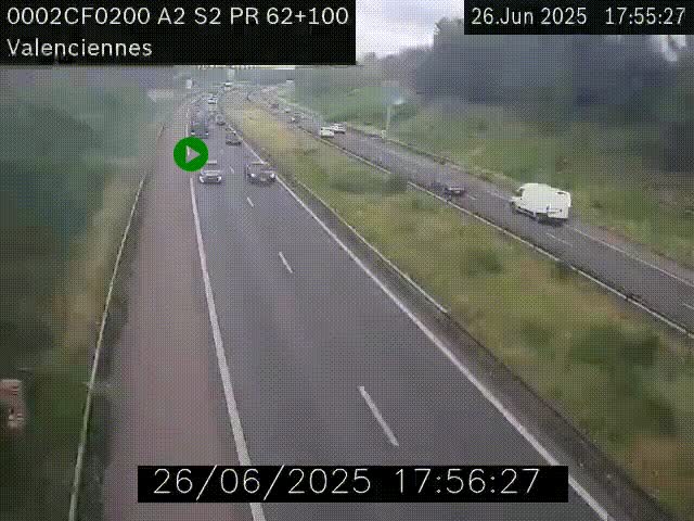 <h2>Webcam autoroute A2 à Valenciennes. Vue orientée vers Maubeuge et Mons (Belgique)</h2>