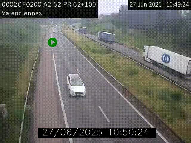<h2>Webcam autoroute A2 à Valenciennes. Vue orientée vers Maubeuge et Mons (Belgique)</h2>