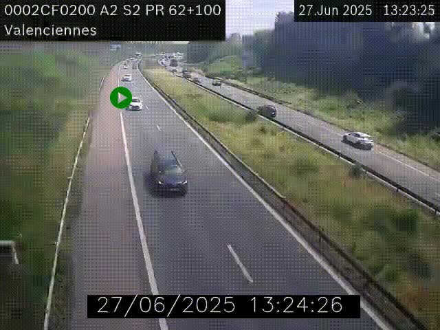 <h2>Webcam autoroute A2 à Valenciennes. Vue orientée vers Maubeuge et Mons (Belgique)</h2>