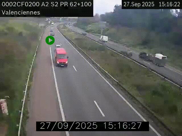 <h2>Webcam autoroute A2 à Valenciennes. Vue orientée vers Maubeuge et Mons (Belgique)</h2>