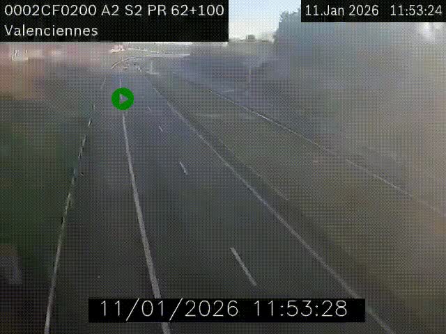 <h2>Webcam autoroute A2 à Valenciennes. Vue orientée vers Maubeuge et Mons (Belgique)</h2>