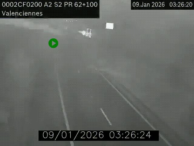 <h2>Webcam autoroute A2 à Valenciennes. Vue orientée vers Maubeuge et Mons (Belgique)</h2>