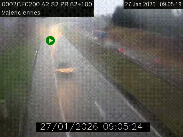 <h2>Webcam autoroute A2 à Valenciennes. Vue orientée vers Maubeuge et Mons (Belgique)</h2>