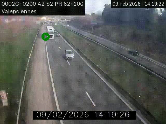 <h2>Webcam autoroute A2 à Valenciennes. Vue orientée vers Maubeuge et Mons (Belgique)</h2>