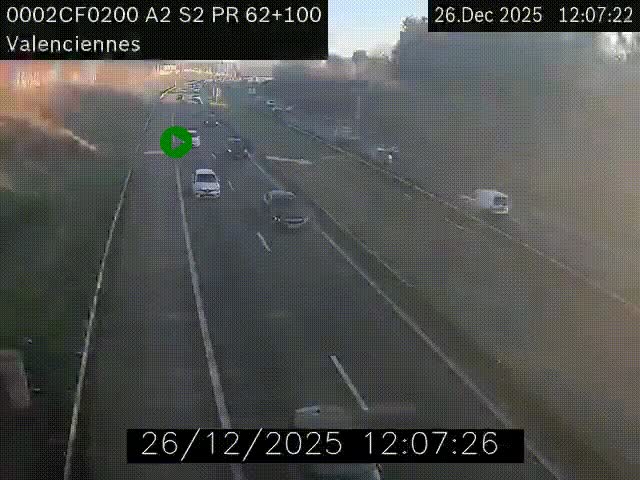 <h2>Webcam autoroute A2 à Valenciennes. Vue orientée vers Maubeuge et Mons (Belgique)</h2>