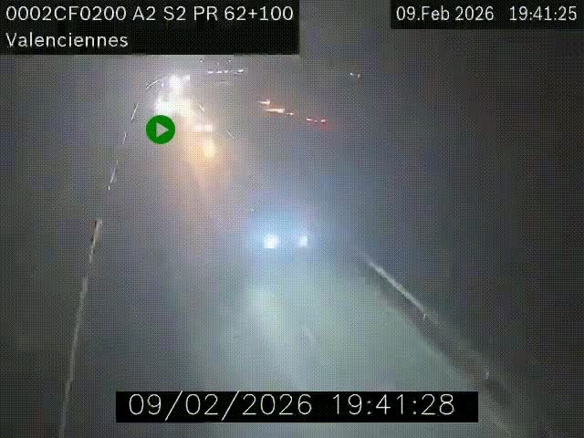 <h2>Webcam autoroute A2 à Valenciennes. Vue orientée vers Maubeuge et Mons (Belgique)</h2>