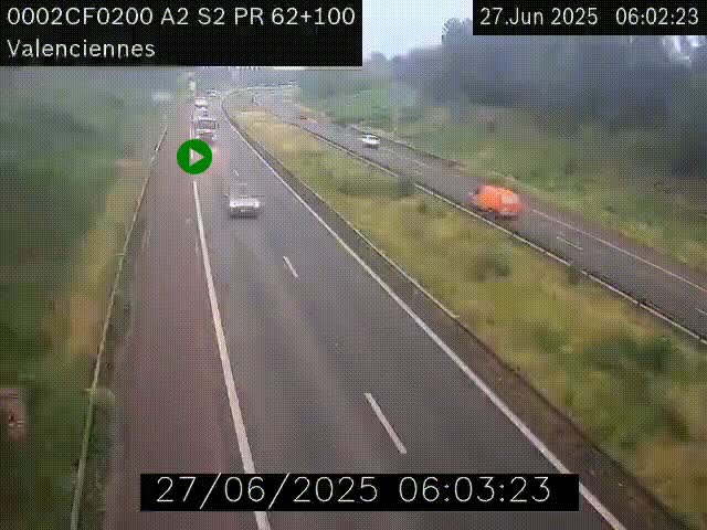 <h2>Webcam autoroute A2 à Valenciennes. Vue orientée vers Maubeuge et Mons (Belgique)</h2>