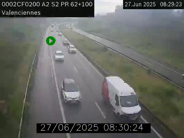 <h2>Webcam autoroute A2 à Valenciennes. Vue orientée vers Maubeuge et Mons (Belgique)</h2>