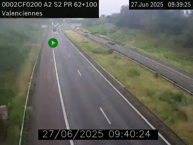 <h2>Webcam autoroute A2 à Valenciennes. Vue orientée vers Maubeuge et Mons (Belgique)</h2>