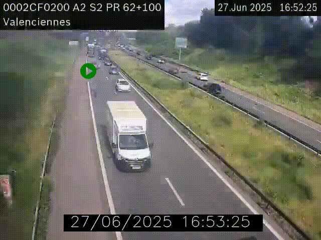 <h2>Webcam autoroute A2 à Valenciennes. Vue orientée vers Maubeuge et Mons (Belgique)</h2>