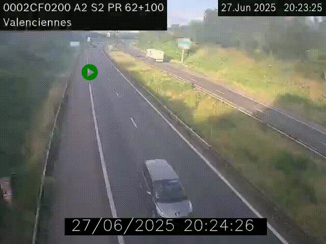 <h2>Webcam autoroute A2 à Valenciennes. Vue orientée vers Maubeuge et Mons (Belgique)</h2>