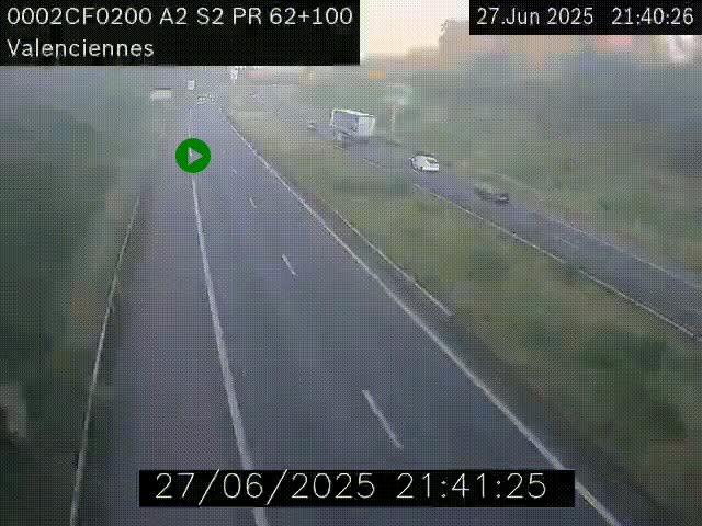 <h2>Webcam autoroute A2 à Valenciennes. Vue orientée vers Maubeuge et Mons (Belgique)</h2>