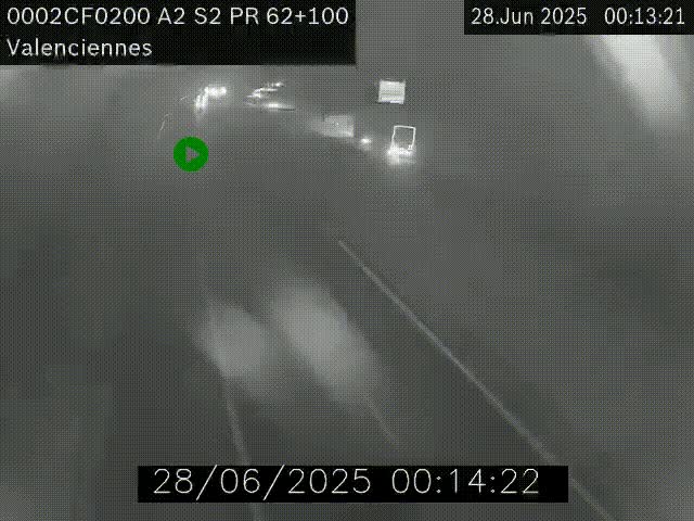<h2>Webcam autoroute A2 à Valenciennes. Vue orientée vers Maubeuge et Mons (Belgique)</h2>