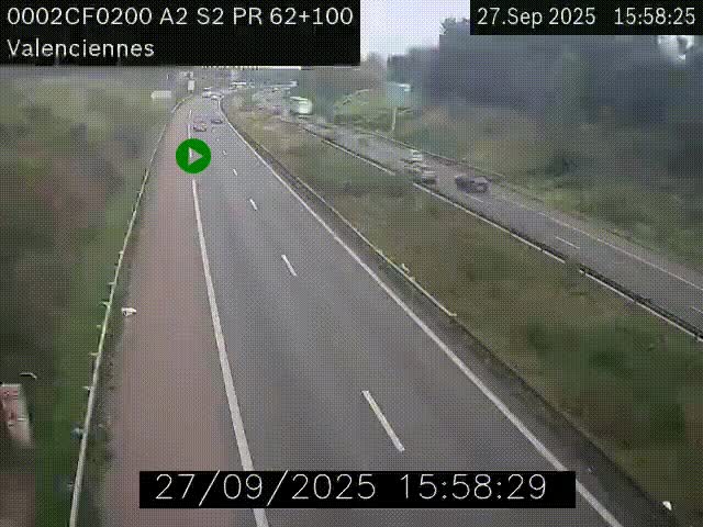 <h2>Webcam autoroute A2 à Valenciennes. Vue orientée vers Maubeuge et Mons (Belgique)</h2>
