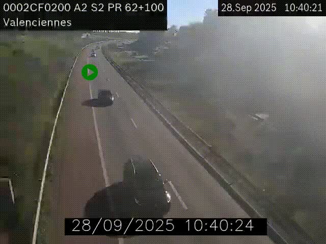 <h2>Webcam autoroute A2 à Valenciennes. Vue orientée vers Maubeuge et Mons (Belgique)</h2>