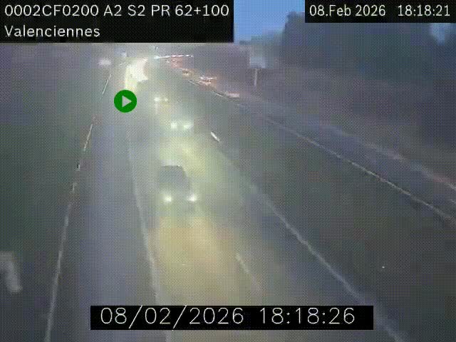 <h2>Webcam autoroute A2 à Valenciennes. Vue orientée vers Maubeuge et Mons (Belgique)</h2>