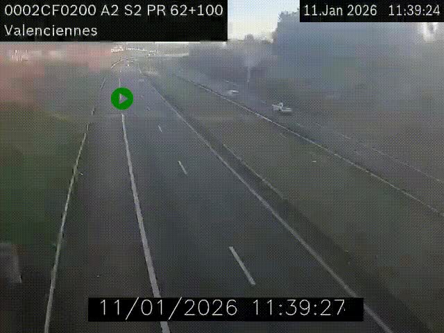 <h2>Webcam autoroute A2 à Valenciennes. Vue orientée vers Maubeuge et Mons (Belgique)</h2>