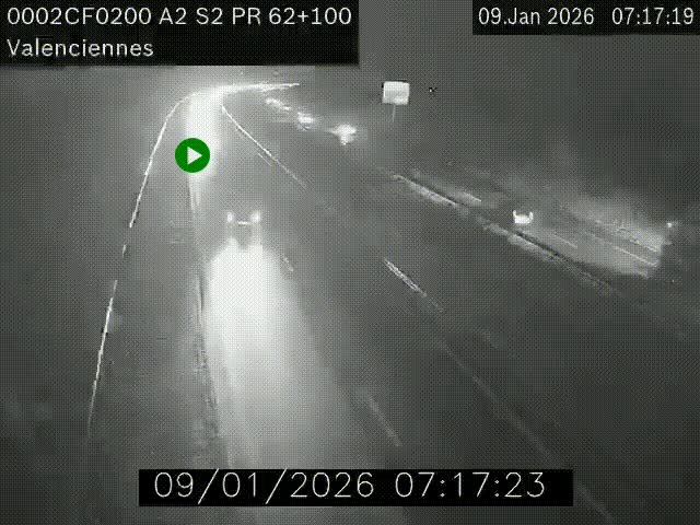 <h2>Webcam autoroute A2 à Valenciennes. Vue orientée vers Maubeuge et Mons (Belgique)</h2>