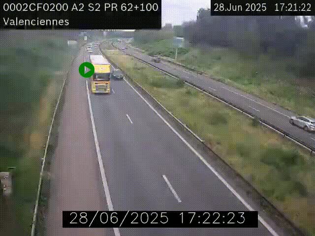 <h2>Webcam autoroute A2 à Valenciennes. Vue orientée vers Maubeuge et Mons (Belgique)</h2>