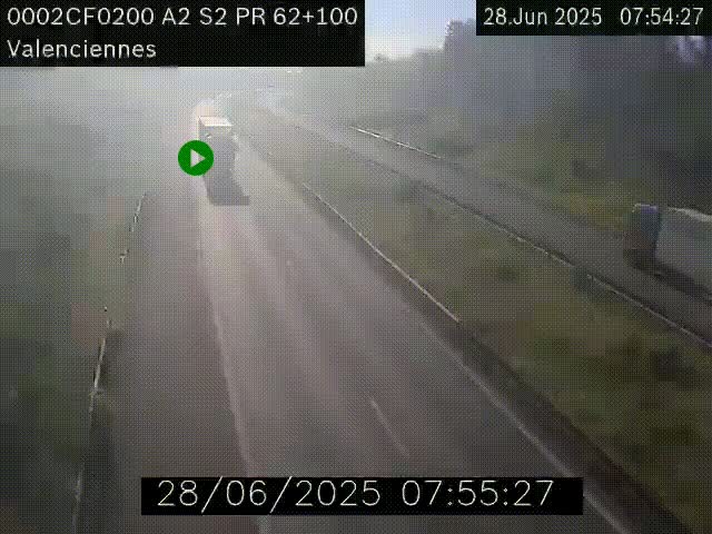 <h2>Webcam autoroute A2 à Valenciennes. Vue orientée vers Maubeuge et Mons (Belgique)</h2>