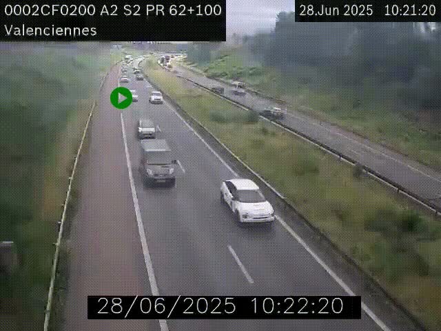 <h2>Webcam autoroute A2 à Valenciennes. Vue orientée vers Maubeuge et Mons (Belgique)</h2>