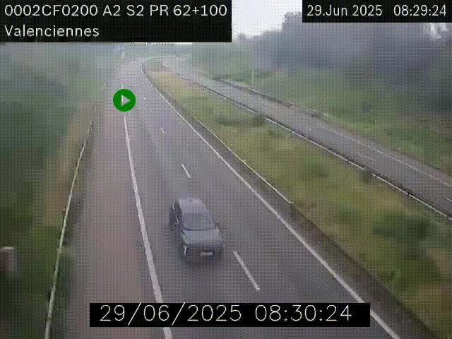 <h2>Webcam autoroute A2 à Valenciennes. Vue orientée vers Maubeuge et Mons (Belgique)</h2>