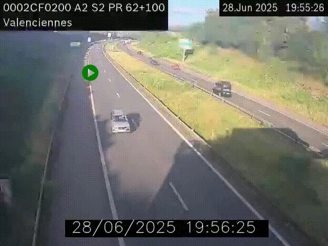 <h2>Webcam autoroute A2 à Valenciennes. Vue orientée vers Maubeuge et Mons (Belgique)</h2>