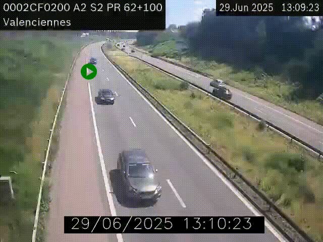 <h2>Webcam autoroute A2 à Valenciennes. Vue orientée vers Maubeuge et Mons (Belgique)</h2>