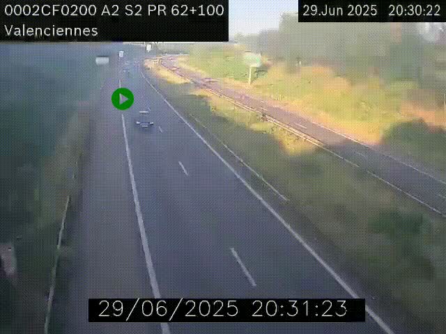 <h2>Webcam autoroute A2 à Valenciennes. Vue orientée vers Maubeuge et Mons (Belgique)</h2>