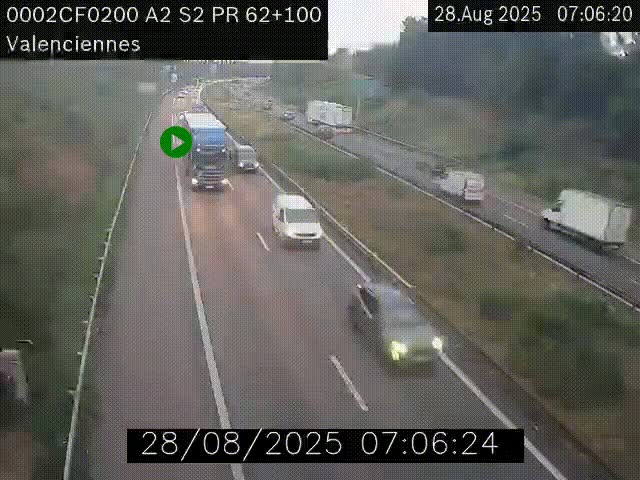 <h2>Webcam autoroute A2 à Valenciennes. Vue orientée vers Maubeuge et Mons (Belgique)</h2>