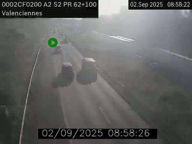 <h2>Webcam autoroute A2 à Valenciennes. Vue orientée vers Maubeuge et Mons (Belgique)</h2>