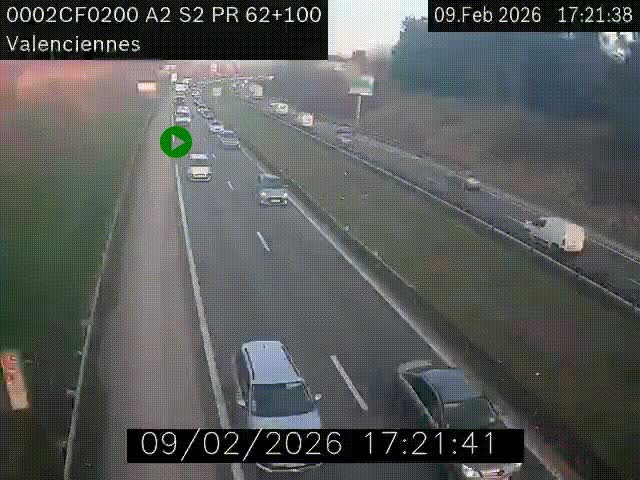 <h2>Webcam autoroute A2 à Valenciennes. Vue orientée vers Maubeuge et Mons (Belgique)</h2>