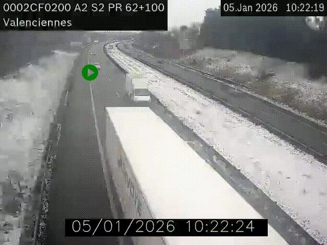 <h2>Webcam autoroute A2 à Valenciennes. Vue orientée vers Maubeuge et Mons (Belgique)</h2>