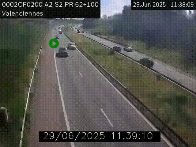 <h2>Webcam autoroute A2 à Valenciennes. Vue orientée vers Maubeuge et Mons (Belgique)</h2>