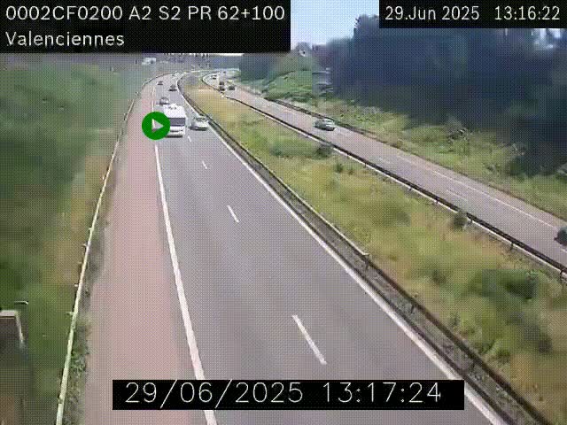 <h2>Webcam autoroute A2 à Valenciennes. Vue orientée vers Maubeuge et Mons (Belgique)</h2>