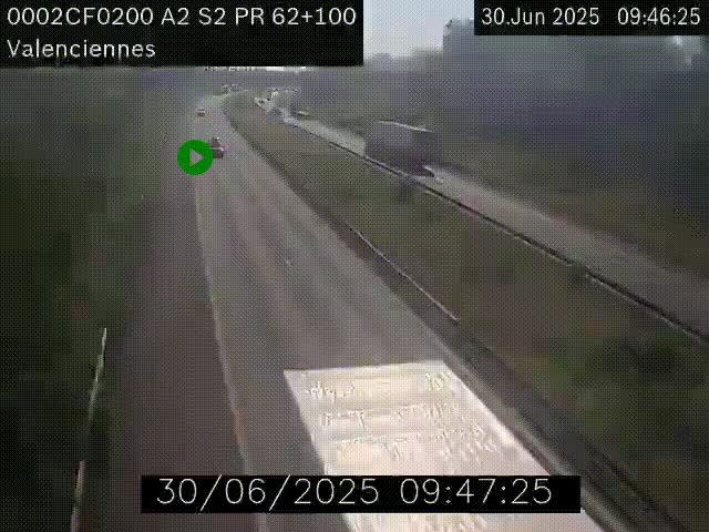 <h2>Webcam autoroute A2 à Valenciennes. Vue orientée vers Maubeuge et Mons (Belgique)</h2>