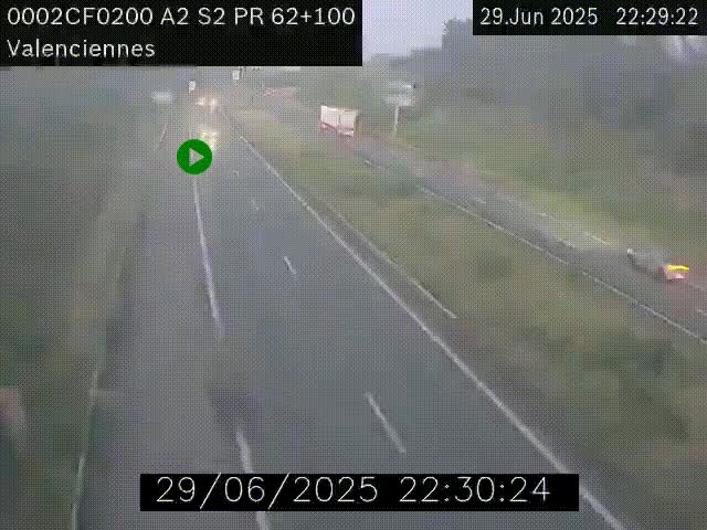 <h2>Webcam autoroute A2 à Valenciennes. Vue orientée vers Maubeuge et Mons (Belgique)</h2>