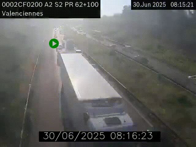 <h2>Webcam autoroute A2 à Valenciennes. Vue orientée vers Maubeuge et Mons (Belgique)</h2>