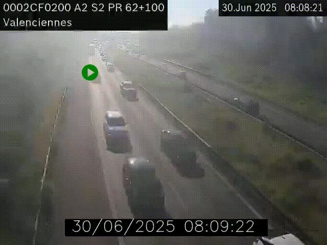<h2>Webcam autoroute A2 à Valenciennes. Vue orientée vers Maubeuge et Mons (Belgique)</h2>