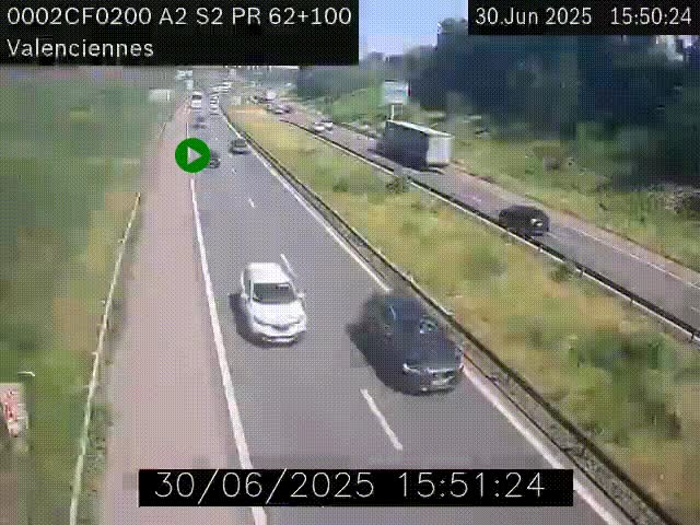 <h2>Webcam autoroute A2 à Valenciennes. Vue orientée vers Maubeuge et Mons (Belgique)</h2>