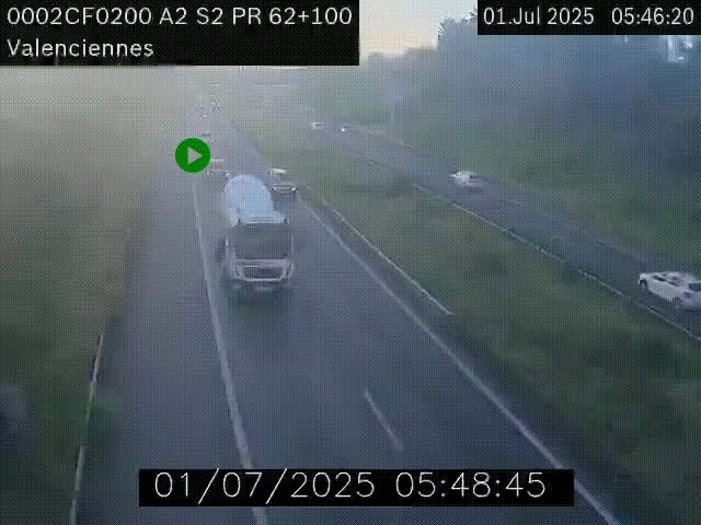 <h2>Webcam autoroute A2 à Valenciennes. Vue orientée vers Maubeuge et Mons (Belgique)</h2>